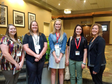 2017 CHS Scholarship Recipients: Shelby Wade, Denise Reeser, Bailey Hobert, and Serena Frederick, and Scholarship Coordinator Tina LeBrun