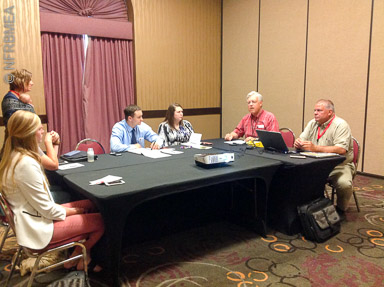FBM instructors Ira Beckman and Wayne Pike (MN) describing their jobs to the CHS Scholarship recipients.